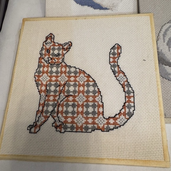Lot of Completed Counted Cross Stitches Kitty Cat Horse Animal Themed Patterns - Picture 2 of 9